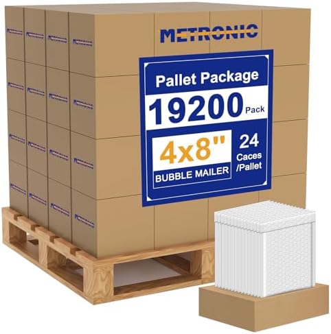 METRONIC 4x8" Bubble Mailers 19200 Pack Waterproof White Padded Envelopes by METRONIC