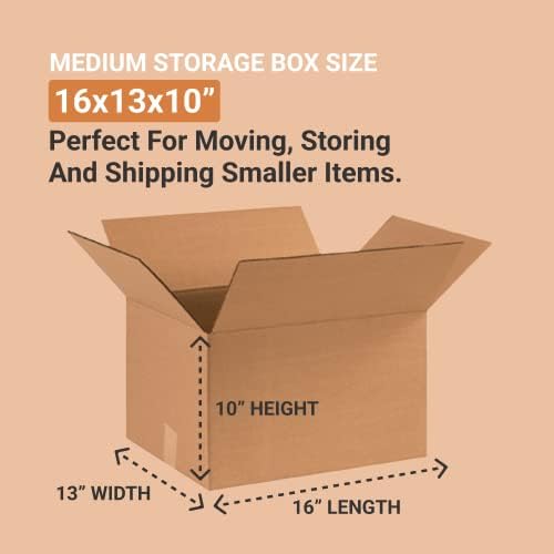 AVIDITI 16 x 13 x 10 Corrugated Cardboard Boxes, Medium 16"L x 13"W x 10"H, Pack of 25 | Shipping, Packaging, Moving, Storage Box for Home or Business, Strong Wholesale Bulk Boxes - Image 2