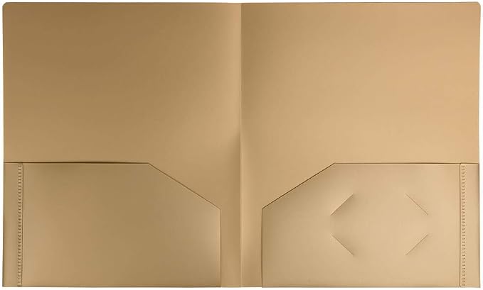 JAM PAPER Heavy Duty Plastic 2 Pocket Extra Tough School Folders - Gold - 6/Pack - Image 4