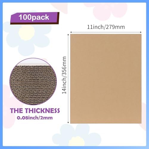 RLAVBL 100 Pack 11x14 Corrugated Cardboard Sheets, Flat Cardboard Inserts for Shipping, Mailing, Packing, DIY Crafts - Image 2