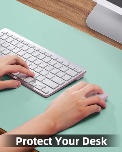 Leather Desk Pad Protector, Large Desk Mat, Mouse Pad, Non-Slip PU Leather Desk Blotter,Desk Cover mat,Desk mat for Keyboard and Mouse,Mat for Office&Home (Turquiose, 48" x 17") - Image 3