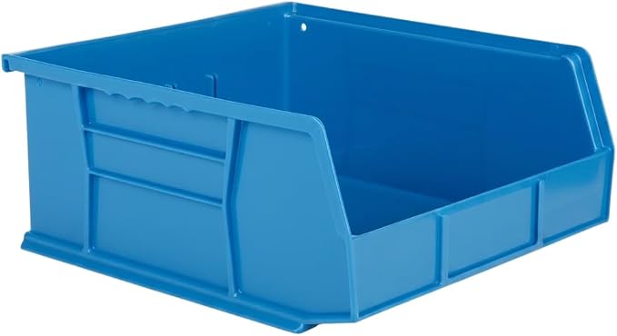 11" x 11" x 5" Plastic Stackable Storage Bin, Hudson Blue by HudsonExchange