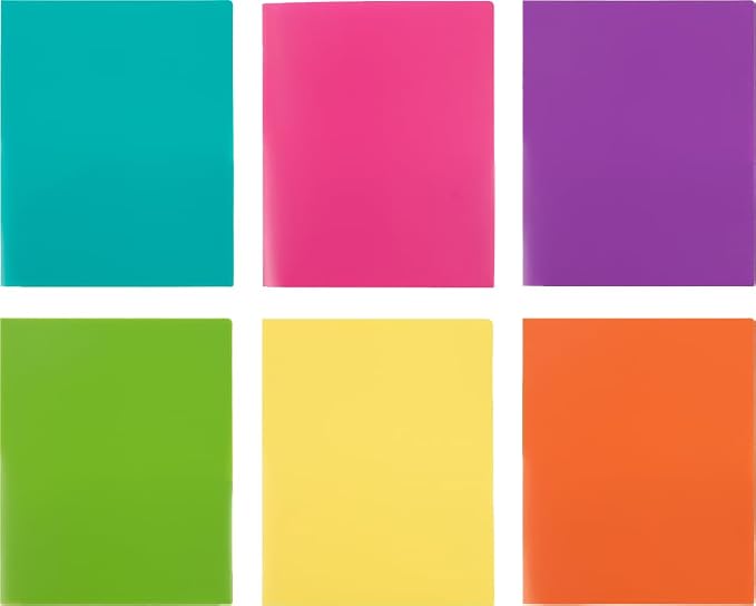 JAM PAPER Heavy Duty Plastic 2 Pocket Extra Tough School Folders - Assorted Fashion Colors - 12 Folders/Pack (2 Assorted Packs of 6) - Image 3