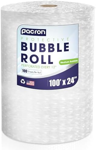 Bubble Roll Wrap 24" x 100', 1-Pack 5/16" Perforated Medium Cushioning by Pacron