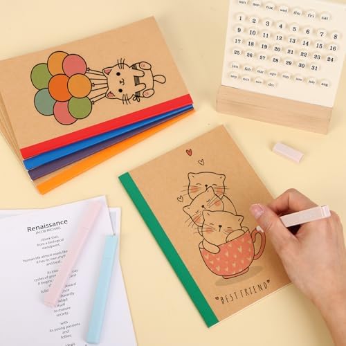 EOOUT 5 Pack A5 Composition Notebook, Kraft Lined Journal Bulk with Rainbow Spine, 5 Colors, 60 Pages for Women Girls Kids, School Office Supplies - Image 3
