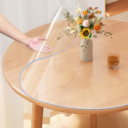 Vicwe Clear Round Table Protector 24 Inch, 1.5mm Non-Slip Table Cover - Image 2