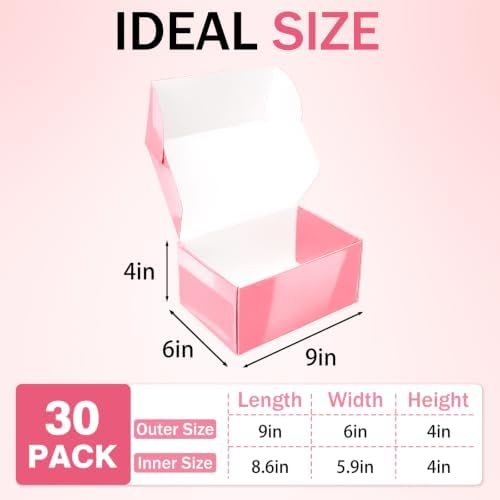 9x6x4 in Shipping Boxes for Small Business 30 Pack, Cute Pink Corrugated Mailer Boxes Bulk - Image 2
