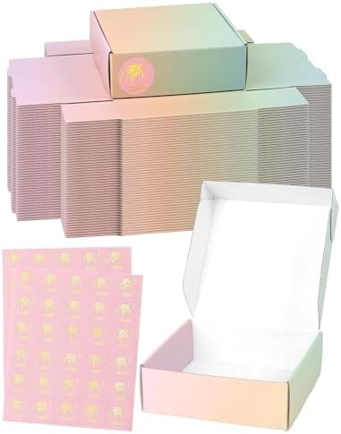 50 Pack 6x6x2 Inch Small Shipping Boxes, Colored Cardboard Boxes for Shipping Mailing Packing by TryDrem