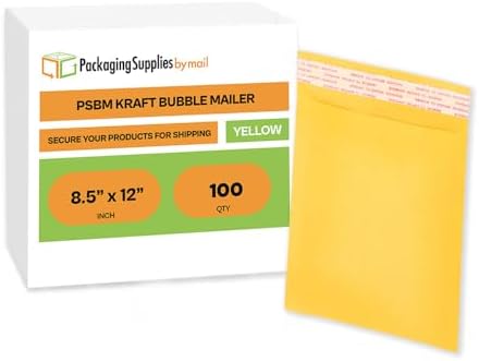 PSBM #2 100 PCS 8.5 x 12 Inch Kraft Bubble Mailers, Yellow Padded Envelopes, Self-Sealing Peel-Off Strip, Ideal for Shipping CD, DVD, Jewelry, Photos, Magazine, Books, Clothes and More - Image 2
