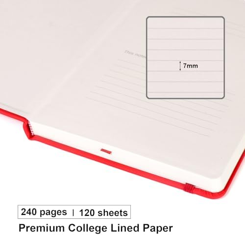 Comix Lined Journal Notebook for Women Men, Journaling Notebooks for Office School Home, 240 Pages, 5.5" x 8.3", College Ruled, A5, Hardcover, Red - Image 4