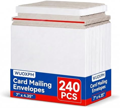 240 Pack Card Shipping Envelopes, 7x4.35in Self-Seal Hard Cardboard Mailers, for Mailing Semi-Rigid and Toploaders, Trading, Sports, Baseball Cards Mailing by Unknown