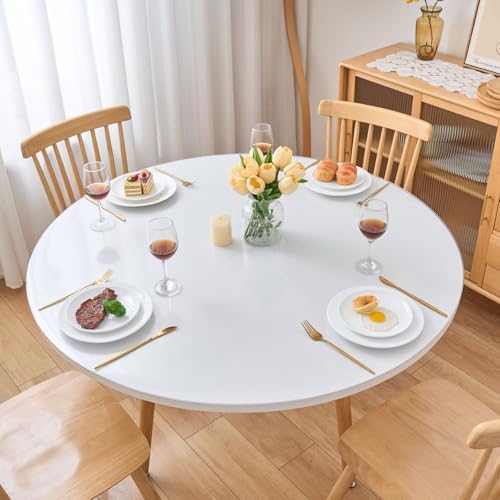 36 Inch Round Frosted Table Cover Protector, Frosted Round Table Protector for Dining Room Table, 1.5mm Thick Waterproof Round Plastic Vinyl Pad - Image 2