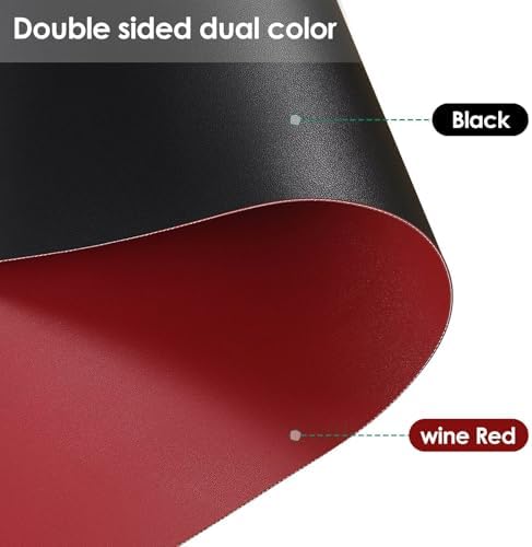 Leather Table Pad,1.8mm Thick,40x84 Inch,Dining Table Pad,Table Pads for Dining Room Table Rectangular,Table Protector for Dining Room Table,Dining Table Cover(Black+Wine Red,40x84) - Image 2