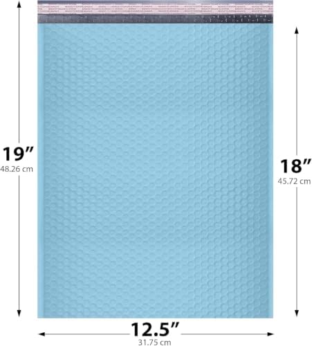 Light Blue Bubble Mailers 12.5x19 Poly Padded Envelopes #6, 150 Pack - Image 2
