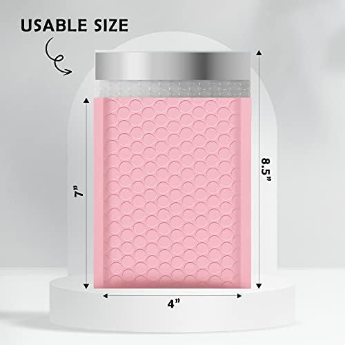 Yens Bulk Light Pink Poly Bubble Mailers 4x8 500 Pack Usable 4x7 - Image 2