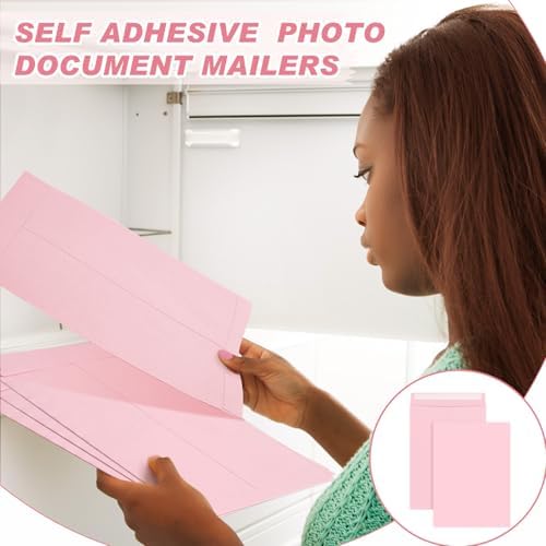 100 Pcs 9'' x 12'' Catalog Envelopes Self Adhesive Manila, Pink - Image 5