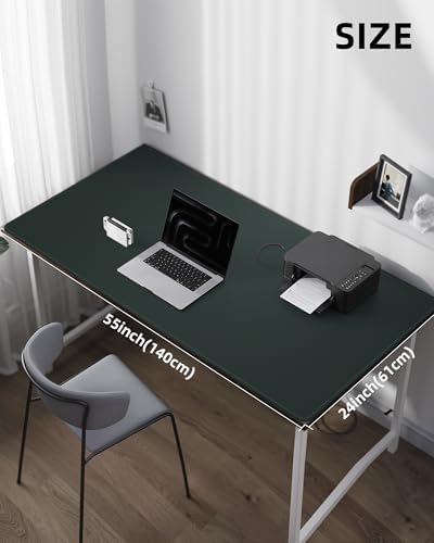 AFIING Large Desk Mat 55" x 24" - PU Leather Desk Pad Protector, Waterproof Non-Slip Extended Mouse Pad for Office Desk, Keyboard, Laptop and Home Workspace (Dark Green) - Image 5