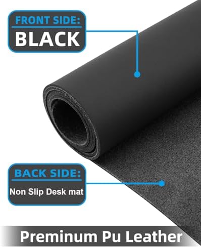 Extra Large Desk mat, Leather Desk Pad Protector,Office Desk Mat,Mouse Pad, Non-Slip Desk Blotter, Laptop Desk Pad, Waterproof Desk Writing Pad for Office&Home (Black, 55" x 17") - Image 2