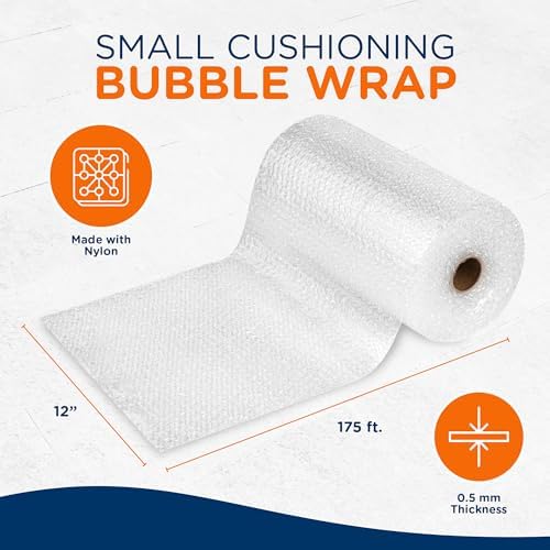 Campior Small Bubble Cushioning Wrap for Moving and Shipping - 175 Ft Bubble Packing Wrap for Packaging Boxes and Mailers, Clear Bubble Roll Moving Supplies, Perforated Every 12 inches, Pack of 4 - Image 4
