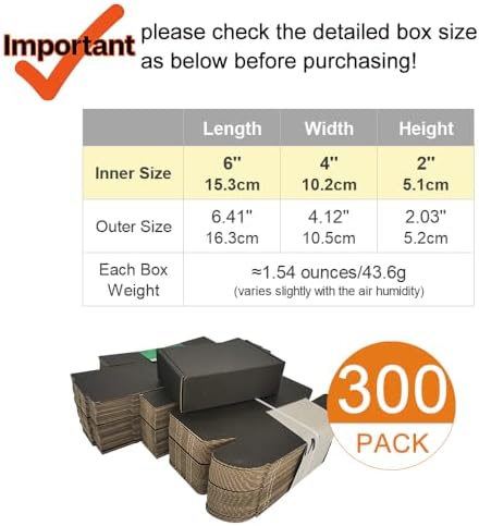 300 Pack 6x4x2'' Small Shipping Boxes, Corrugated Cardboard Mailers for Business, Black (CM642B-300) - Image 2