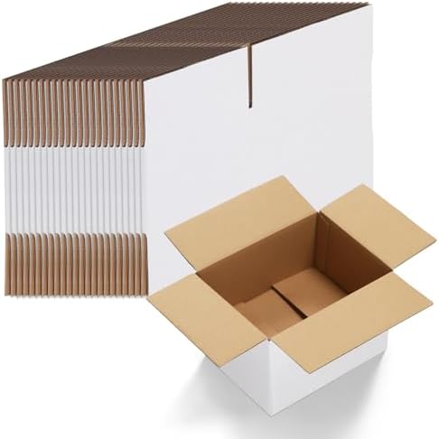 HORLIMER 8x6x4 Shipping Boxes Set of 40, White Corrugated Cardboard Mailer Box for Packing Small Business - Image 6