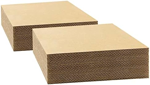 Golden State Art 50 Pack 6x9 Corrugated Cardboard Sheets 1/8" Flat Inserts by GoldenStateArt