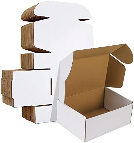 HORLIMER 9x6x4 inches Shipping Boxes Set of 25, White Corrugated Cardboard Box Literature Mailer by HORLIMER