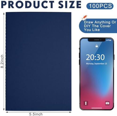 Mimorou 100 Pcs A5 Journals Notebooks Bulk,Navy,Blank - Image 2