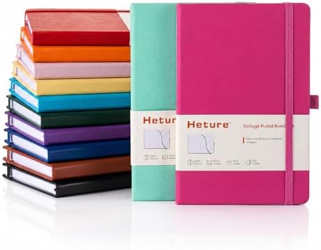 Heture Hardcover Notebooks, A5 Lined Journals Notebook for Writing 160 Pages, 8.2 x 5.5 inch, Colors Classic Ruled Notebooks for College/Work/Travel (Assorted Color, 12 Pack) by HetureOffice