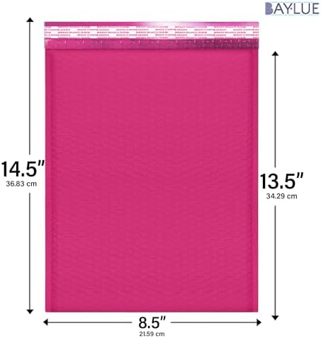 Hot Pink Bubble Mailers 8.5x14.5, Poly Padded Envelopes #3, 100 Pack - Image 2
