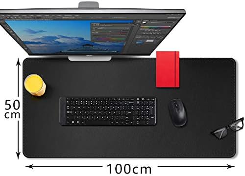 CENNBIE Leather Desk Mat Protector, 39.3" x 19.6" Large Mouse Pad(Black) - Image 2