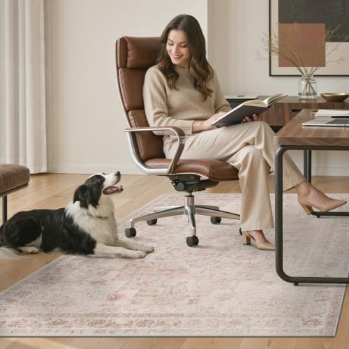 48"x60" Office Chair Mat for Hardwood Floor, Non-Slip Washable Light Pink - Image 7