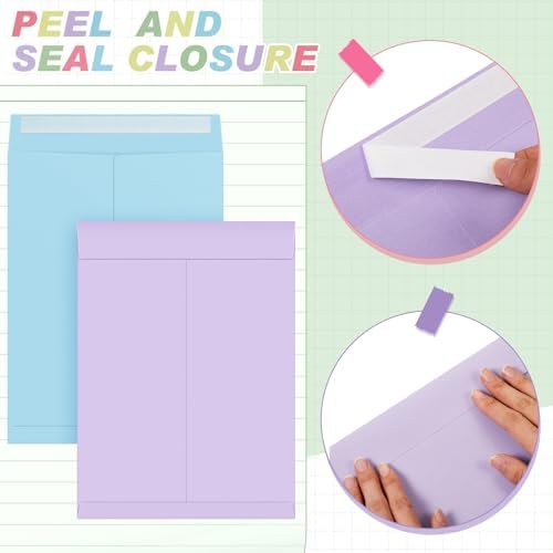 100 Pcs 9'' x 12'' Catalog Envelopes Self Adhesive 32lb Manila Envelopes Kraft Peel & Seal for Secure Mailing Storage Organizing for Home Office Business School (Morandi Colors) - Image 3