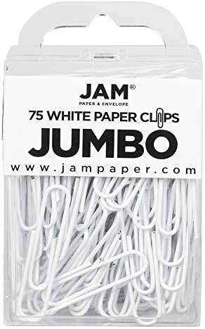 JAM PAPER Colorful Jumbo Paper Clips - Large 2 Inch - White Paperclips - 75/Pack by JAMPaper