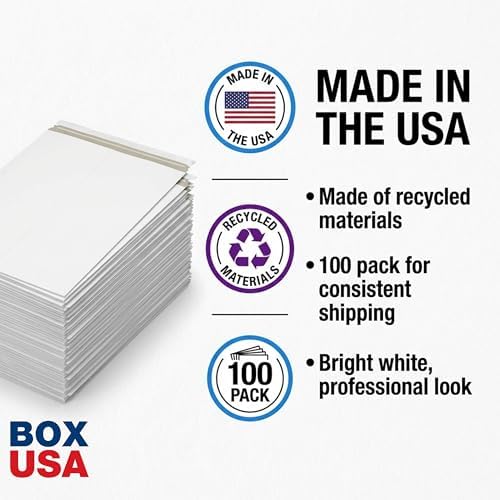 BOX USA Rigid Mailers 9" x 12" (100-Pack) - Cardboard Mailer Envelopes for Photos, Documents, Prints - Stay Flat - Image 5