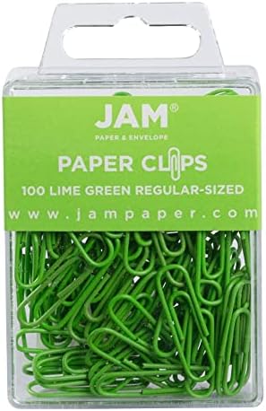 JAM PAPER Colorful Standard Paper Clips - Regular 1 Inch - Lime Green Paperclips - 100/Pack by JAMPaper