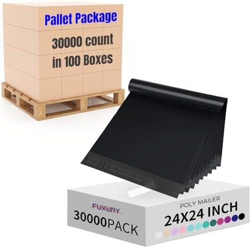 Fuxury 30000Pcs 24x24" Poly Mailers Pallet,Black Shipping Bags for Clothes by Fuxury