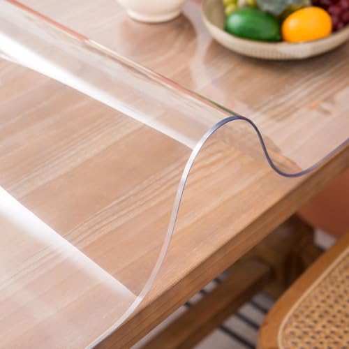 Clear Table Cover Protector, 23.6 x 63 Inch Table Protector for Dining Room Table, 1.5mm Thick Clear Plastic Table Cover, Pad Mat for Kitchen, Writing Desk Pad for Desktop by Unknown