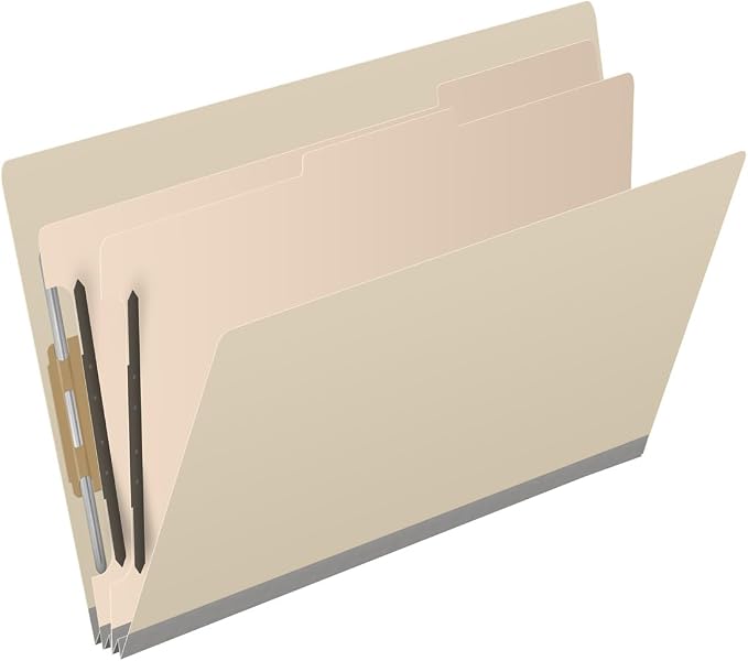 Ecom Folders Manila Classification Folders | Legal Size 18 Pt Manila Stock with 2 Dividers | Full Cut End Tab Shelf Filing Folder for Medical, Legal & Office Records | Box of 10 - Image 2