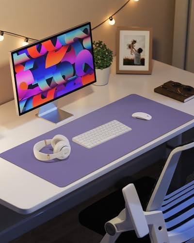 Leather Desk Pad Protector,Desk Mat,Large Mouse Pad, Non-Slip Desk Pad, Waterproof PU Leather Desk Blotter Mat, Desk Cover for Office and Home (Light Purple, 36" x 17") - Image 6