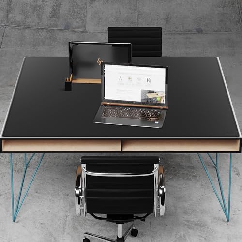 Cacoy 59x35.4 Inch Leather Desk Mat, XXL Large Computer Mouse Pad, PU Leather Desk Pad Blotter Protector, Office Table Cover, Multifunctional Desktop Matt for Desktop, Laptop Mouse Mat (Black) - Image 3