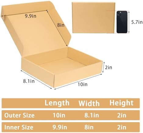 Shipping Boxes Medium 10x8x2 Inches, 40 Pack Brown Corrugated Cardboard Mailer Boxes for Packaging Small Business Mailing Gift - Image 2