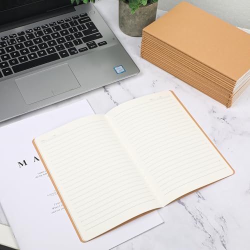 miikoul 100 Pack A5 Kraft Paper Notebook Lined Journal Bulk, 8.3 X 5.5 Inch, 60 Pages/30 Sheets, 80gsm, Travel Notebook Notepad for Adult, Students, Gift, Office, Back to School Supplies - Image 7