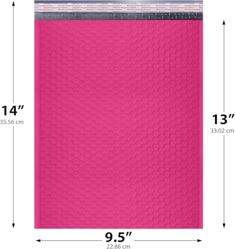 Hot Pink Bubble Mailers 10x13, Self Seal Poly Padded Envelopes, 100 Pack - Image 2