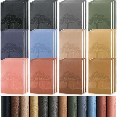 TaoBary A5 PU Leather Journals Bulk Colorful Tree Journal Notebook Soft Leather Cover Lined Ruled Writing Notebook for Back to School Office Group Team Volunteer(Mixed Colors,36 Pcs) by TaoBary