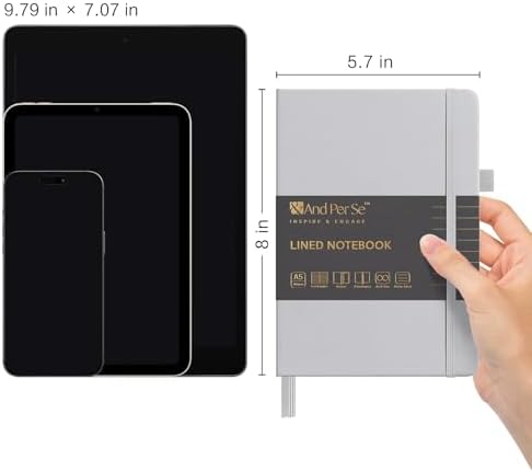 &And Per Se Lined Journal Notebook, 160 Pages, A5 5.7 x 8 inches College Ruled Thick Paper Notebook Journals for Writing, Hardcover Notebooks for Women Men Office School (1 Pack, Grey) - Image 2