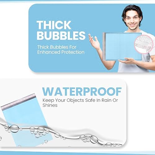 Light Blue Bubble Mailers 14.50x20, Poly Padded Envelopes #7, 100 Pack - Image 6
