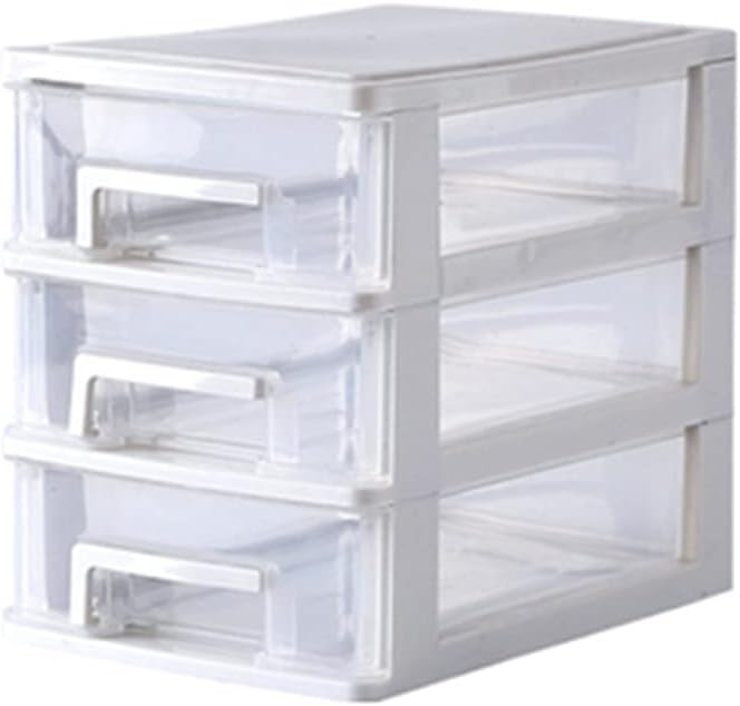 STOBOK 2pcs Transparent Drawer Type Storage Box Layers Mini Organizer for Cosmetics Sundries White Clear Plastic Makeup Storage for Desktop by STOBOK