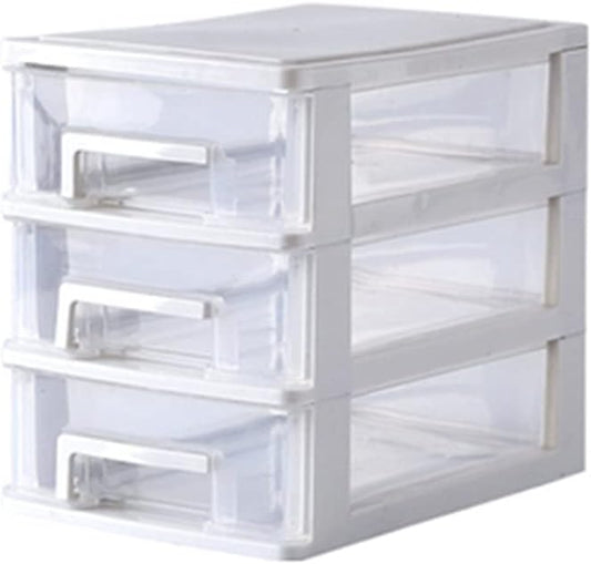 STOBOK 2pcs Transparent Drawer Type Storage Box Layers Mini Organizer for Cosmetics Sundries White Clear Plastic Makeup Storage for Desktop by STOBOK