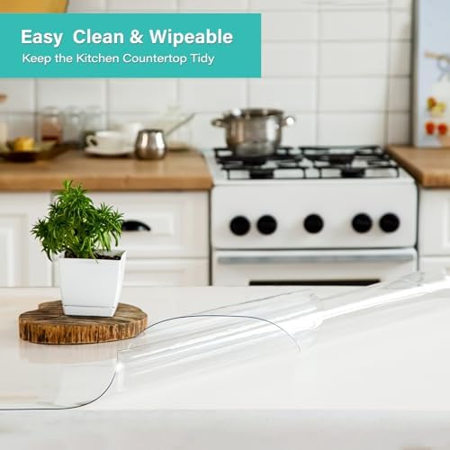 23.6X82.7 Inch Clear Table Protector 1.5mm Thick Plastic Table Cover Protector Waterproof Tablecloth Cover Rectangle Vinyl Desk Top Writing Mat PVC Table Pad for Wood Coffee Dining Room Table - Image 4